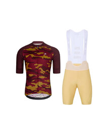 HOLOKOLO Cycling short sleeve jersey and shorts - CAMOTRAIL - beige/bordeaux